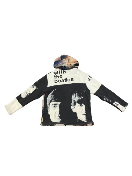 1/1 Vintage Handmade Wool Tapestry Hoodie" THE BEATLES YOUNG & OLD" SIZE XL