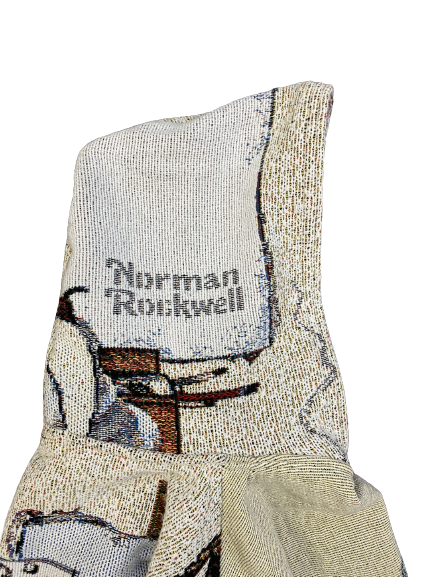 1/1 Vintage Handmade Wool Tapestry Hoodie "Norman Rockwell" SIZE L